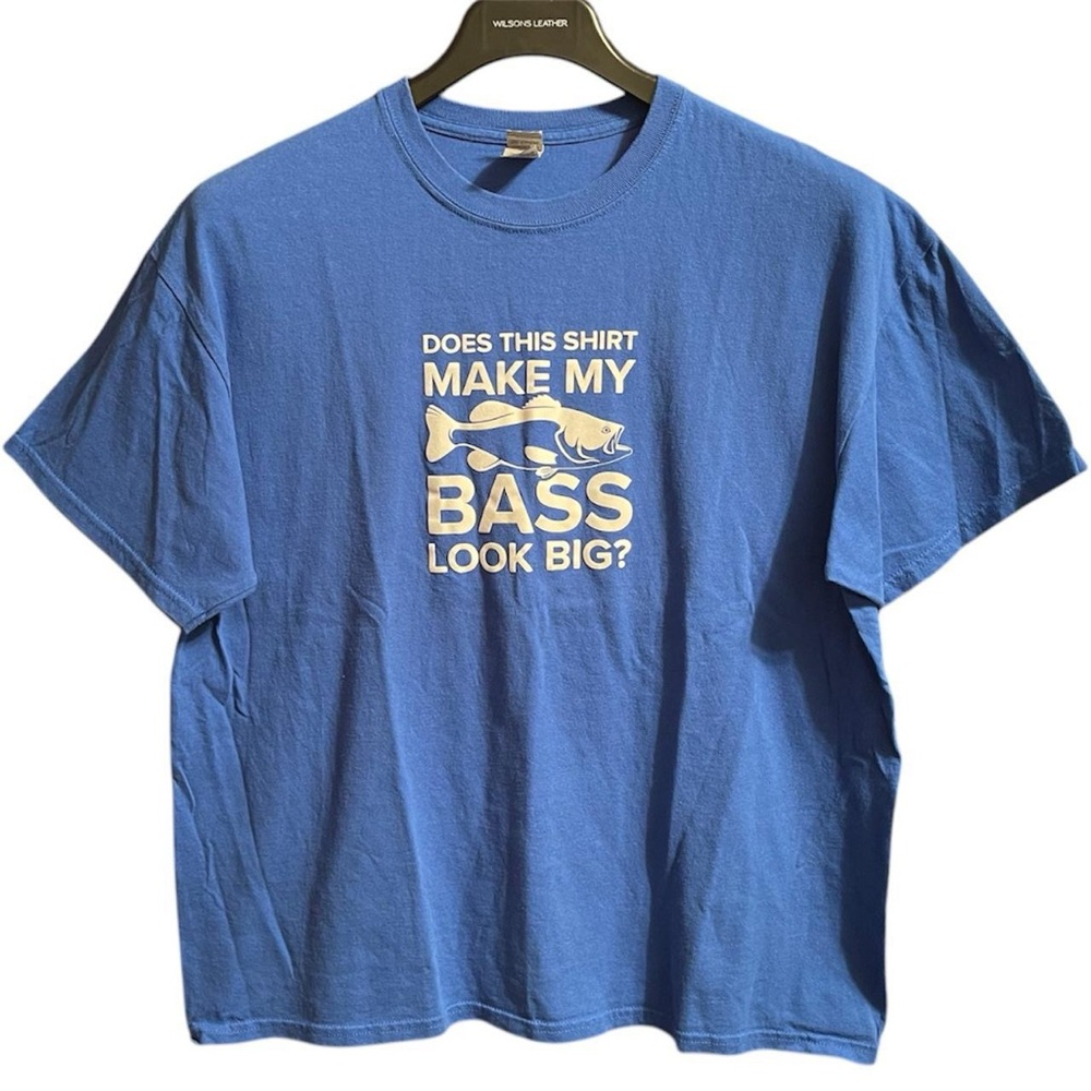 does the shirt make my bass look big funny humor dad joke fishing graphic shirt